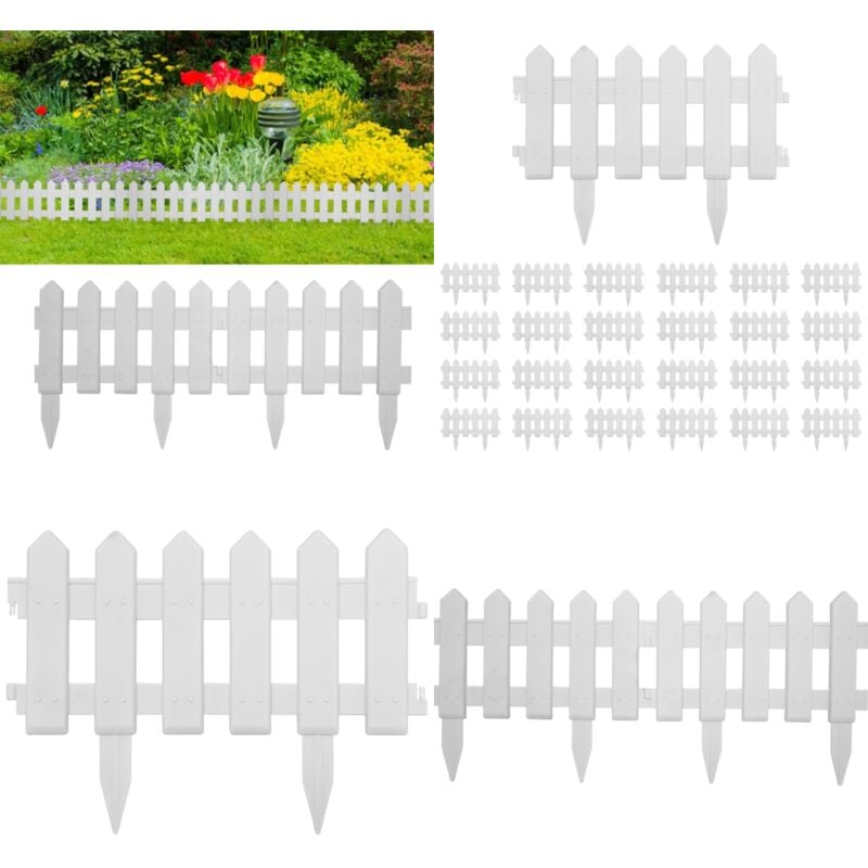 Bordures de pelouse 25 pcs Blanc 10 m pp - bordure de jardin - bordures de jardin - Home & Living - Blanc