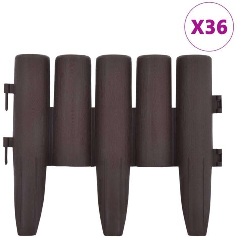 Bordures de pelouse 36 pcs Marron 10 m PP CFW356006