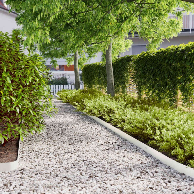 Bordures de pelouse 50 pcs blanc 10x103 cm acier laminé à froid vidaXL