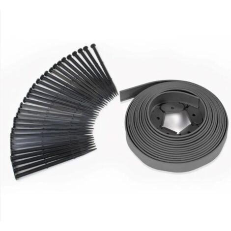 Bordurette de jardin flexible 10 M gris anthracite hauteur 5 CM + 30 piquets