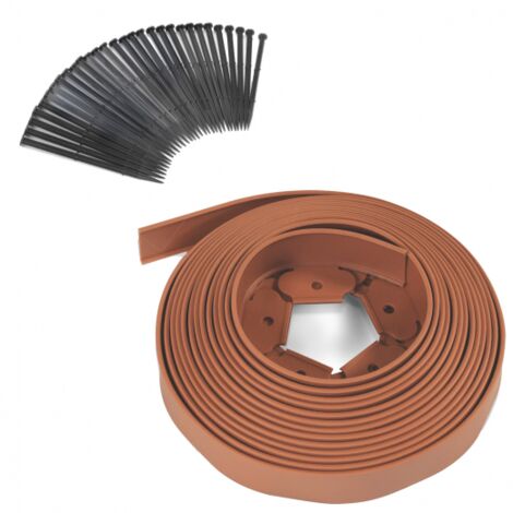 Bordurette de jardin flexible 10 M terracotta hauteur 5 CM + 30 piquets - Naturel