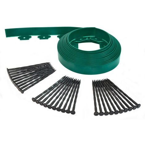 Bordurette de jardin flexible 10M - Hauteur 5 CM + 30 piquets Verte