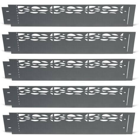Bordurette de jardin x5 acier ajouré gris anthracite flexible L. 5 x H. 0.16 M - Gris