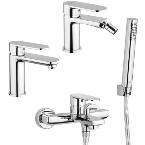 Borea set miscelatori lavabo e bidet per piletta click clack con gruppo vasca Jacuzzi  Rubinetteria