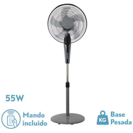 Borlon Schwarz/Grauer Standventilator 55 W, 3 oszillierende Geschwindigkeiten