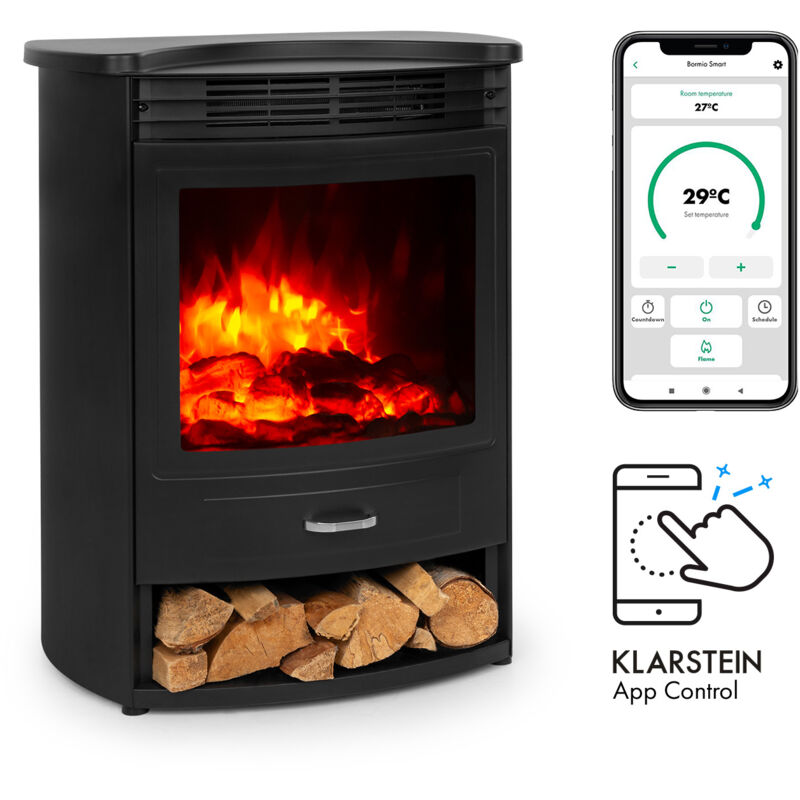 Cheminée Electrique d'Intérieur, Chauffage Electrique de 1900W, Fausse Cheminée Decorative avec Effet Flamme en led, Télécommande Inclus,