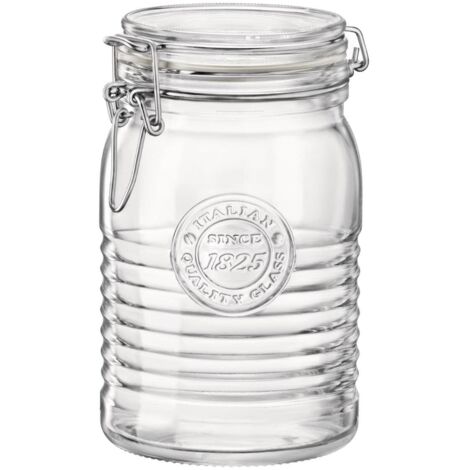 Bormioli Rocco Officina1825 540637MTV121990 Barattolo con Coperchio Basculante, Set da 6, Vetro, Transparent, 33.75 Ounce, 33.75 FluidOunces, Trasparente