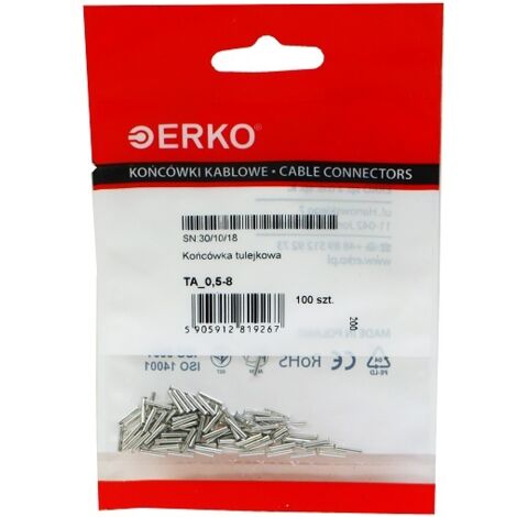 Borne à virole non isolée TA 0,5/8 erko 100 pièces