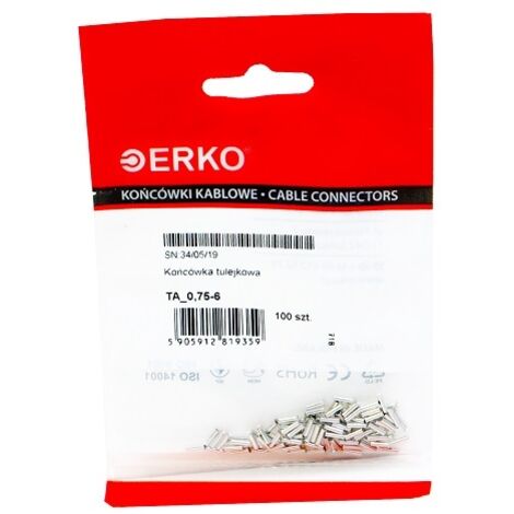 Borne à virole non isolée TA 0,75/6 erko 100 pièces