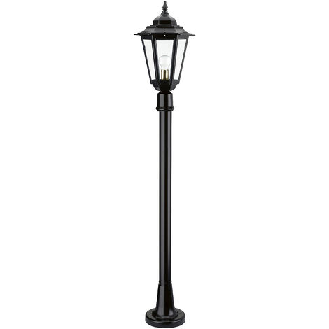 Borne classique ELITE 6 IP44 E27 42W 1240mm Verre transparent Noir