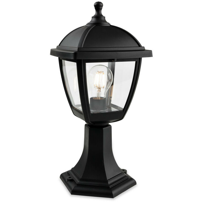 Borne d'éclairage d'extérieur Firstlight Palma 4 panneaux noir IP44, E27