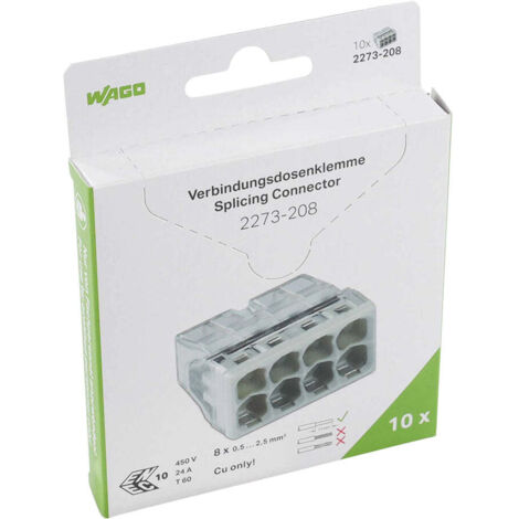 Borne De Connexion 8 Entrées X0.5 Transparent .gris Par 10 Pièces - Wago