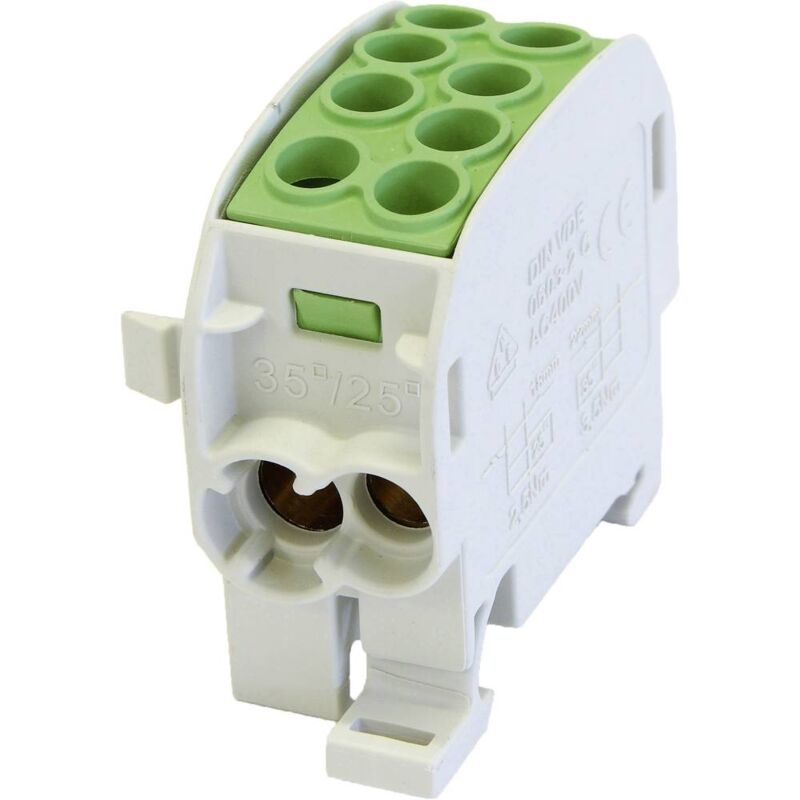 HoraeTec 080210-2-3 Borne de dérivation pour conduite principale laiton, PA gris clair (RAL 7035), vert, jaune 1 pôle 1