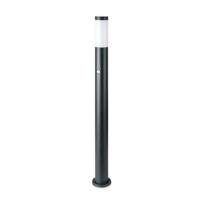 Borne de Jardin Acier Inoxydable avec Détecteur 110cm pour Ampoule E27 IP44 - Noir Silumen