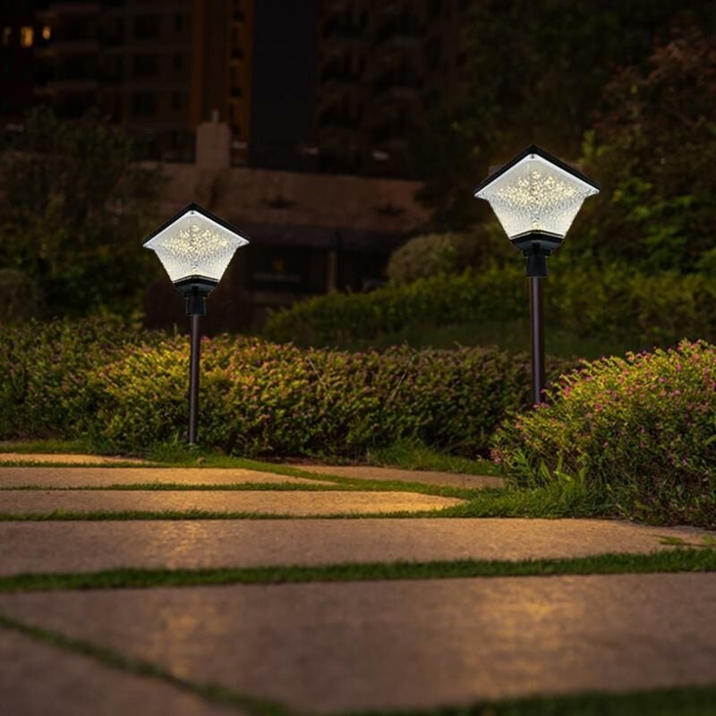 Silamp - Borne de Jardin Solaire Crépusculaire IP65 2W - Blanc Chaud 2300