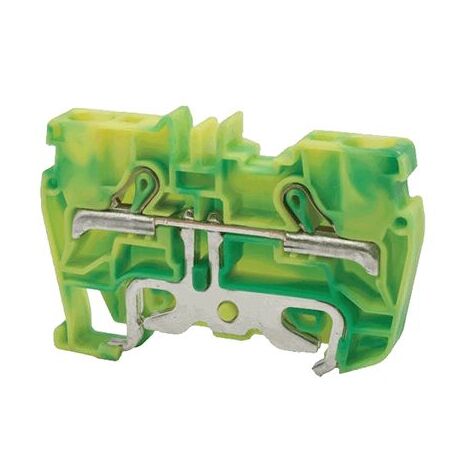 Borne de jonction à ressort 6mm² - pas 8mm - vert/jaune (terre) - type PushFit - IMO