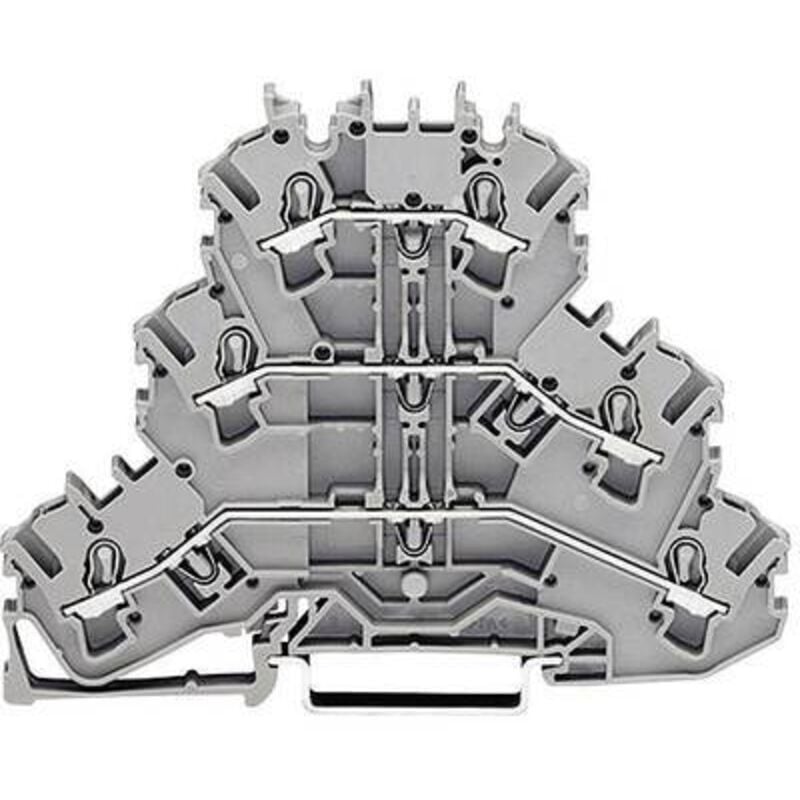 Wago - Bloc de jonction traversant à 3 étages 2002-3217 5.20 mm ressort de traction Affectation: terre, n, l gris 1 pc(s) D23375