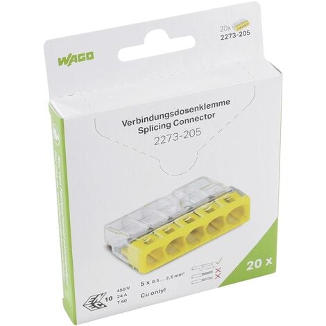 WAGO - 2273-208 Bornes 8 entrées (0.5-2.5mm) blanc boite de 50 pièces.