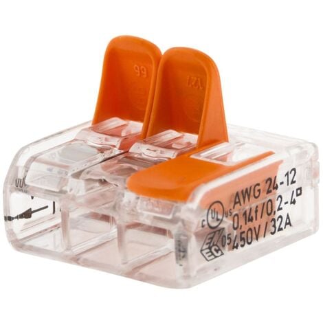 Borne de raccordement S221 Compact - Connexion rapide - 3 conducteurs avec leviers 4mm² - orange - Wago