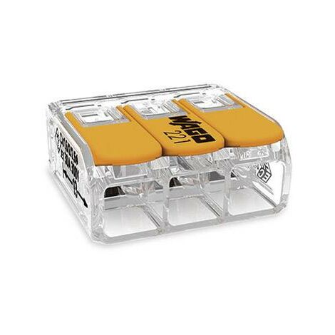 Borne de raccordement WAGO 221-613 flexible: 0.5-6 mm² rigide: 0.5-6 mm² Nombre de pôles: 3 transparent, orange 1 pc(s) X860881