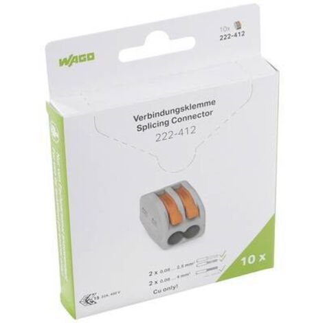 Borne de raccordement WAGO 222-412 flexible: 0.08-4 mm² rigide: 0.08-2.5 mm² Nombre de pôles: 2 gris, orange 10 pc(s) S811192