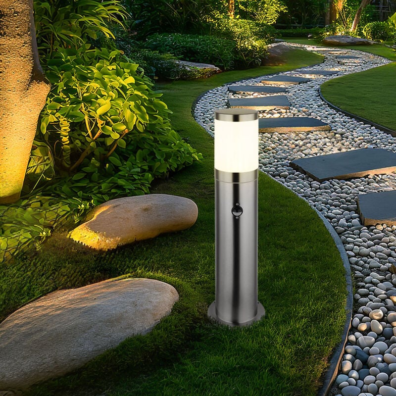 Globo Lighting - Lampadaire led E27 Lampadaire Terrasse Détecteur de mouvement Résistant aux intempéries IP44, acier inoxydable plastique, 9W 810lm