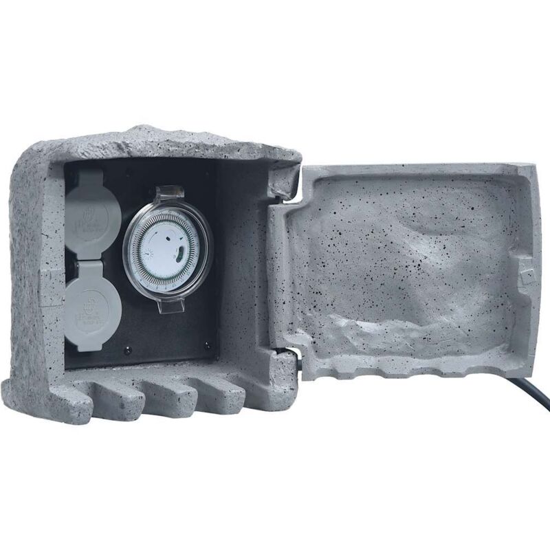 Vidaxl - 2 prises de jardin à minuterie Résine tressée Gris