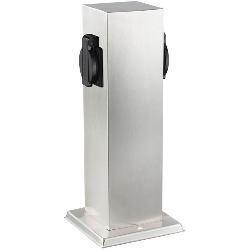 Borne électrique jardin 2 prises IP44 inox carlux