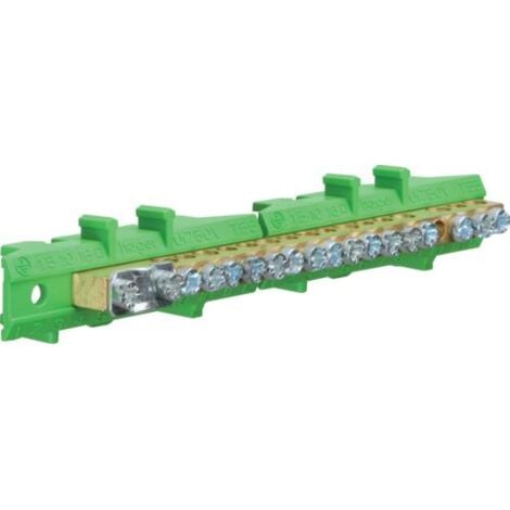 Borne en laiton 1x25² 8x10² 8x16² avec base de montage Couleur vert HAGER KM17E