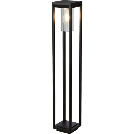 Borne Extérieure ATLANTA 1L Alu noir et polycarbonate clair E27 max 60w  Haut 90cm