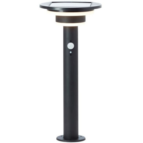 Borne extérieure - BRILLIANT - GARVINA - LED et solaire - Détecteur de mouvement - Acier inoxydable et plastique - 4 W - Noir