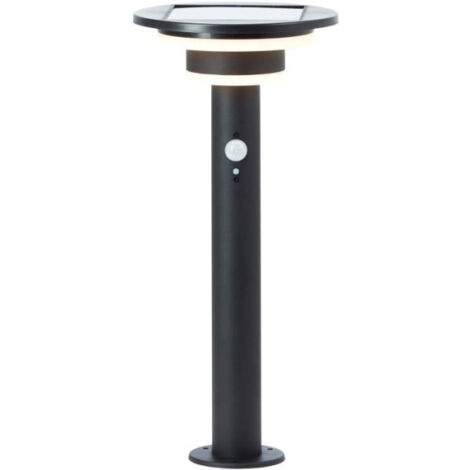 Borne extérieure - BRILLIANT - GARVINA - LED et solaire - Détecteur de mouvement - Acier inoxydable et plastique - 4 W - Noir