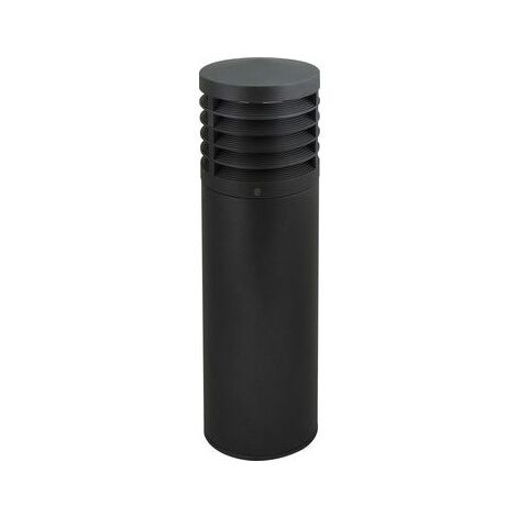 Borne exterieure fluo 23W fonte d'alu anthracite Ø 180mm H700mm antivandale lampe E27 372lm 230V IK10 IP55 ILO EBENOID 079883