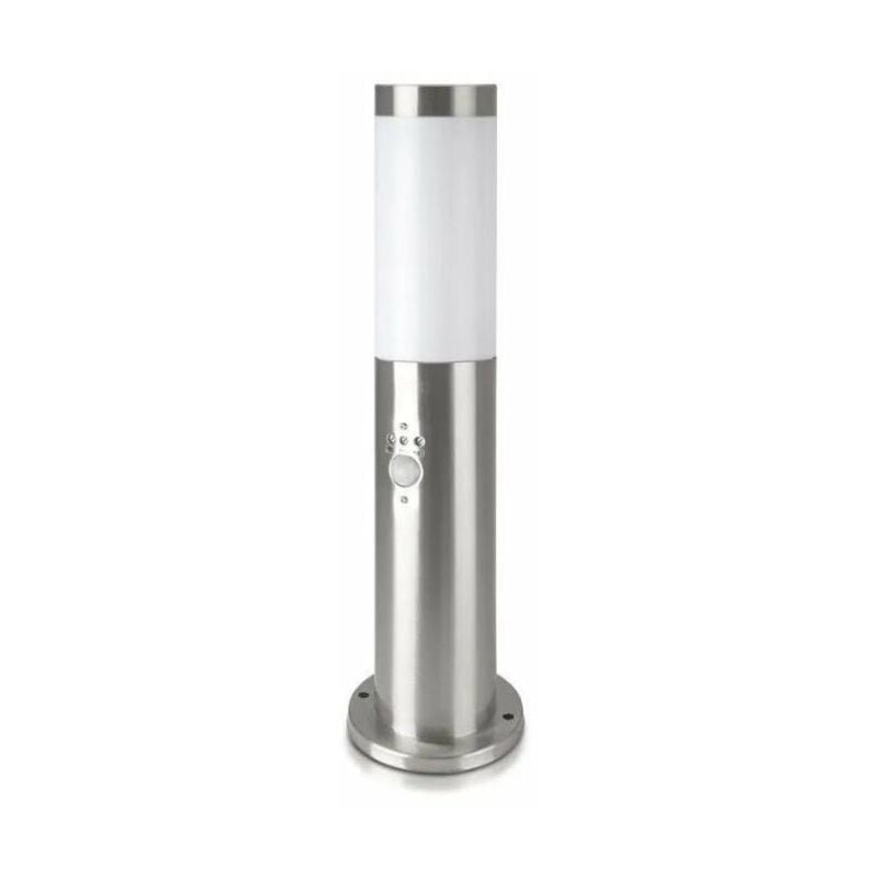 Borne de Jardin Acier Inoxydable avec Détecteur 45cm pour Ampoule E27 IP44 - Gris - SILUMEN