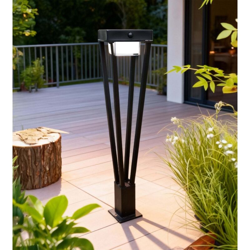 Borne Led solaire LUXOR - Détecteur de mouvements - 3 modes d'éclairages 75 à 600 lumens