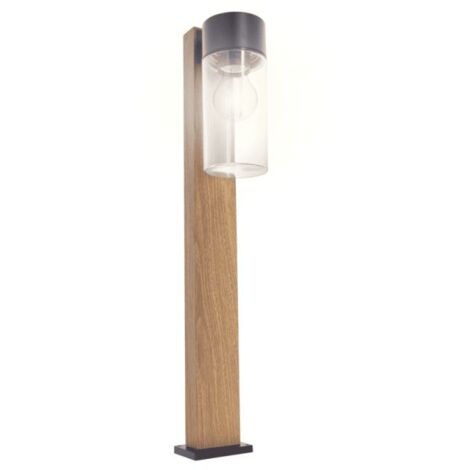 Borne filaire noire et bois IP44, culot E27, 40W max