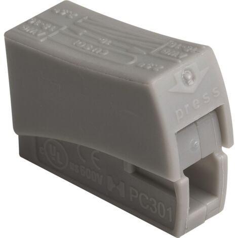 borne luminaire - grise - pour 1 fil rigide et 1 fil souple - boite de 100 - bizline 103400