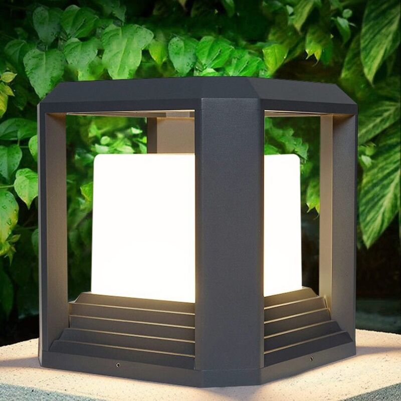 Borne lumineuse d'extérieur, 720 lm, 16 W, éclairage de jardin, lampadaire d'extérieur en aluminium IP65, 185 x 185 x 200 cm, lumière chaude, pour
