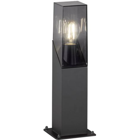 Borne lumineuse E27 éclairage de chemin d'extérieur extérieur noir éclairage d'extérieur lampadaire de jardin, métal plastique, 1x E27, LxlxH 8,5x8,5x40 cm, Wofi 12222
