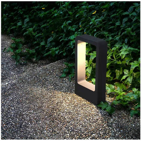 Borne lumineuse prise electrique LED 7W 3000k IP65 Terrasse Eclairage Exterieure Jardin Lampe Noir Design blanc chaud Luminaire etanche deco ip65 Cisea