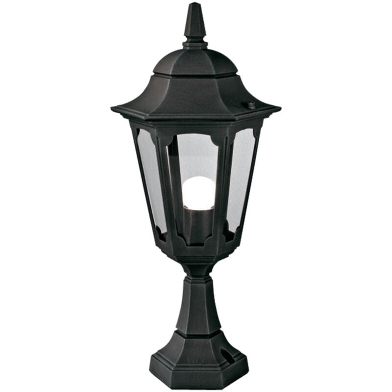 Parish - Lanterne sur piédestal d'extérieur à 1 lumière noire IP44, E27 - Elstead