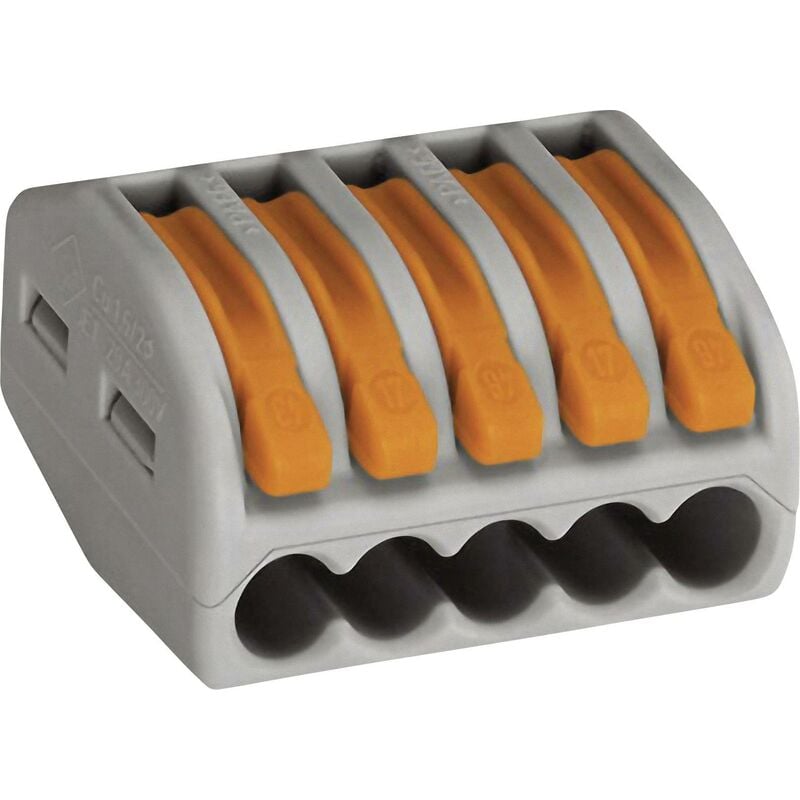 Borne de raccordement WAGO 222-415-1 flexible: 0.08-4 mm² rigide: 0.08-2.5 mm² Nombre de pôles: 5 gris, orange 1 pc(s) S55143