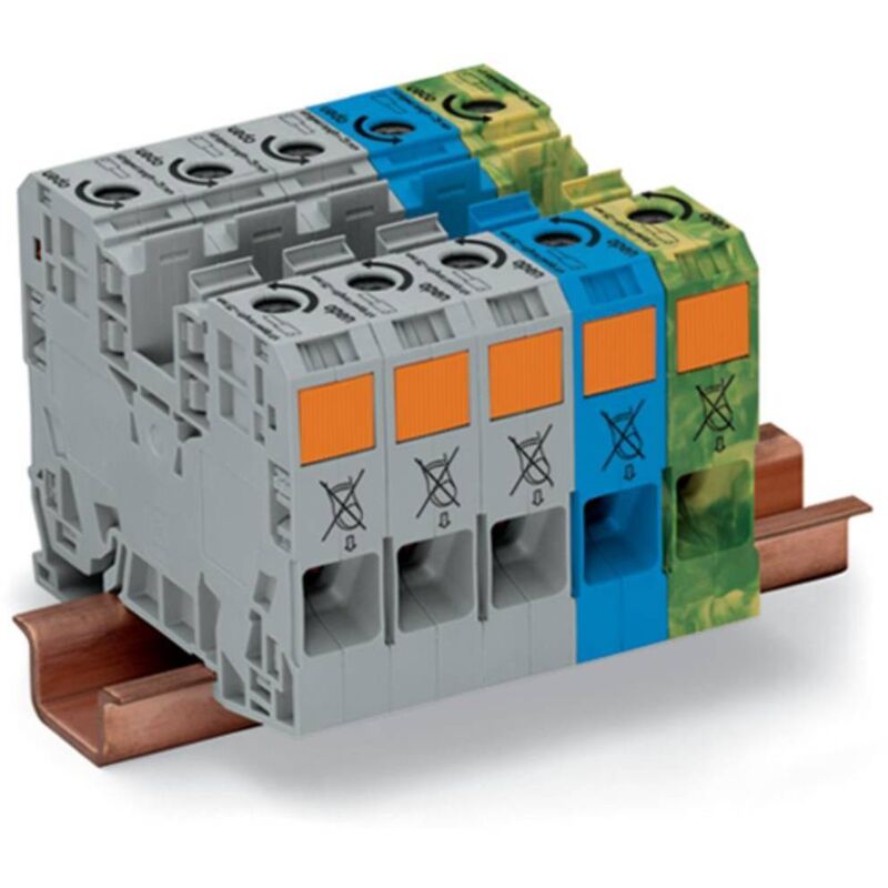 Borne pour courant triphasé Wago 285-139 16 mm ressort de traction gris, bleu, vert, jaune 1 pc(s)