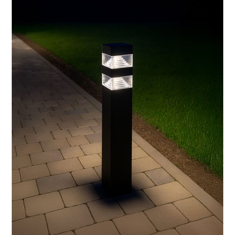 Borne pyramide noire mat 60 cm - 900 Lumense - Blanc froid 6000K
