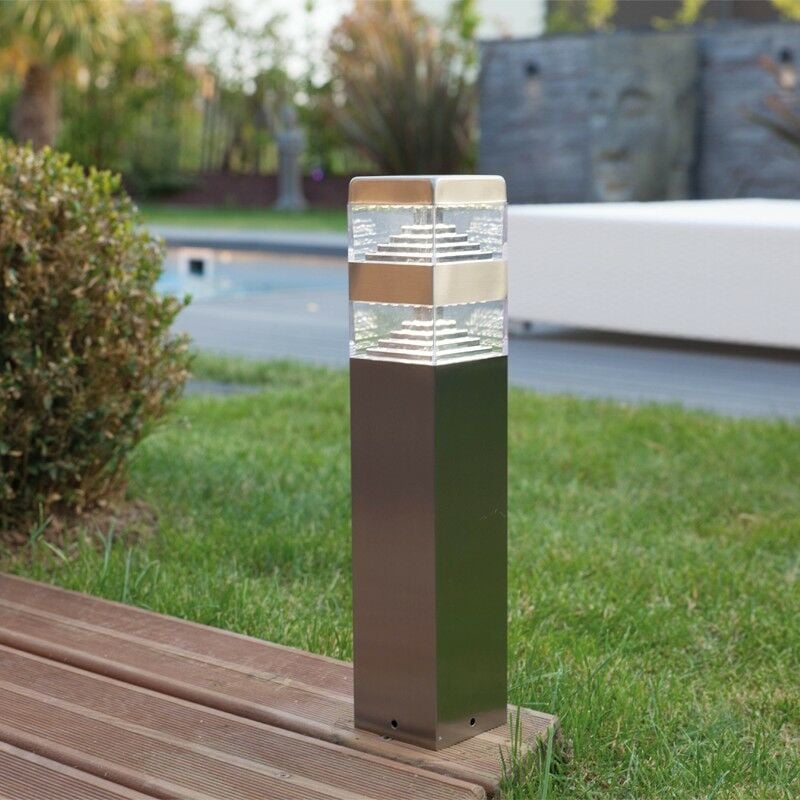 Borne Pyramide Inox 32 LED SMD 9W 40cm Lumihome® Inox - blanc-neutre-4000k