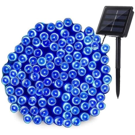 BORNE SOLAIRE ,Blue-7M 50LEDs -Guirlande lumineuse solaire à 50-100-200 Led, étanche, pour l'extérieur, décoration de jardin de noël