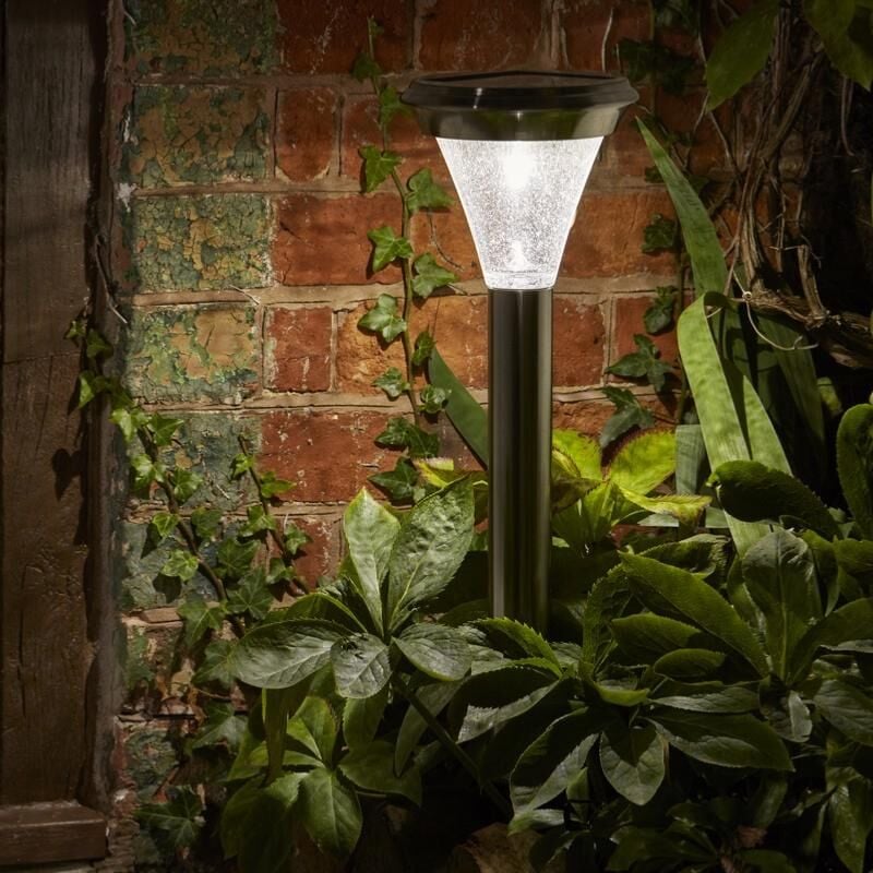 Borne solaire éclairante inox et verre bulé Magnum 100 lumens