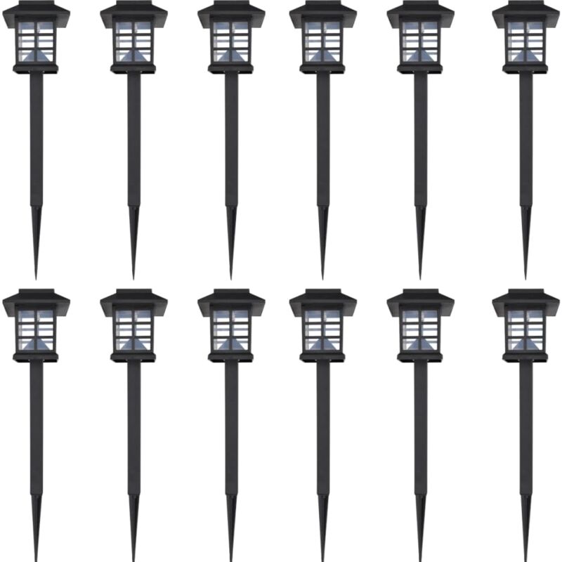 Ensemble de 12 lampes led solaires avec piquet 8,6x8,6x38 cm Vidaxl