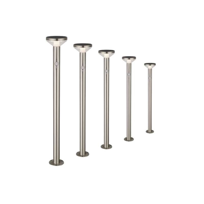 Silumen - Borne Solaire led 2W 80cm IP44 Rond avec Détecteur pir Aluminium (Pack de 5)