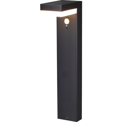 LUMIHOME Borne Led Solaire Venus Led 70 cm - Noire - Avec détecteur de mouvement - 3 modes d'éclairage 75 à 600 lumens